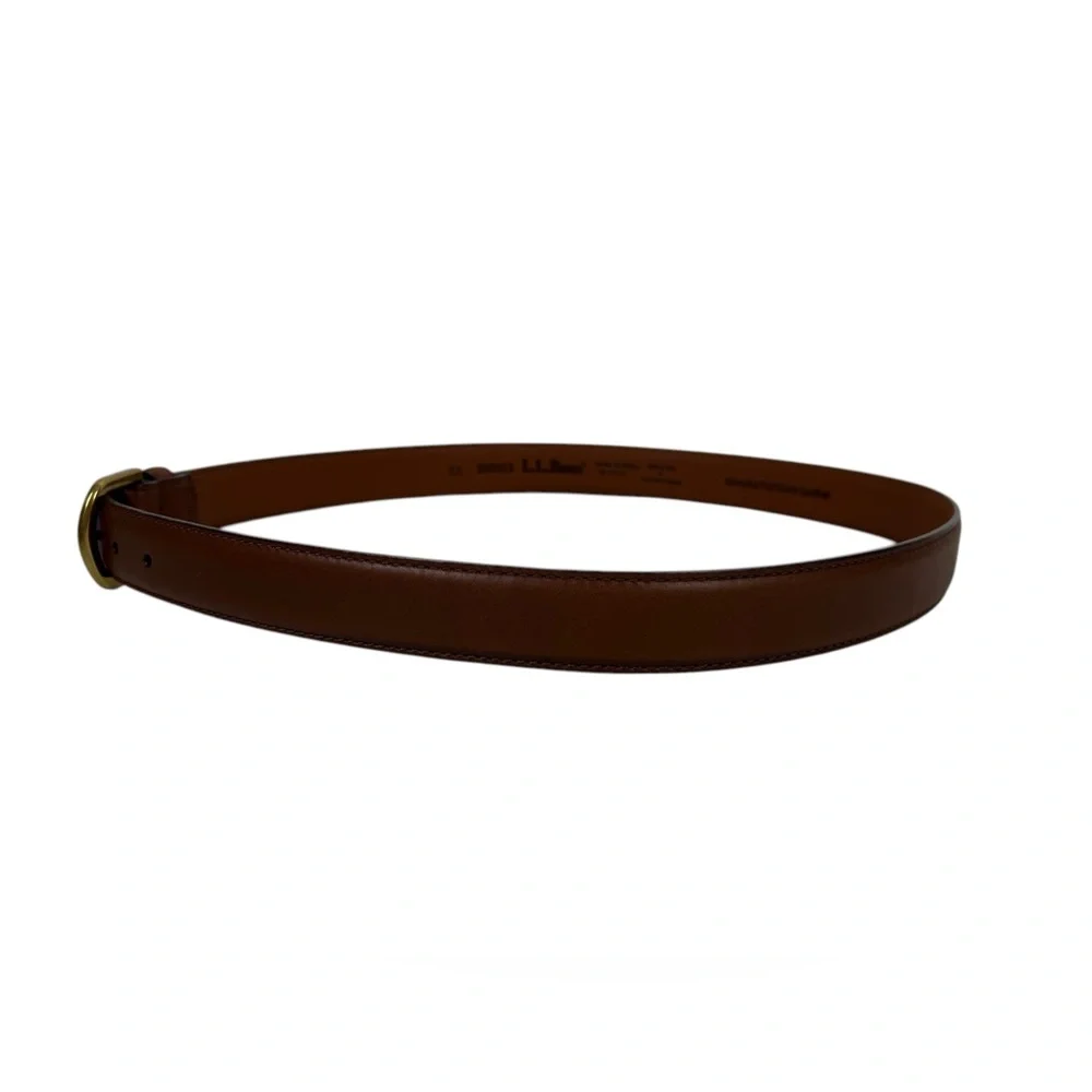 L.L. Bean Brown Full Grain Leather Made In USA Belt Mens Size 38 Casual EUC - Picture 3 of 12
